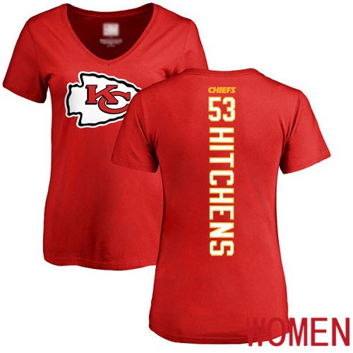 Women Kansas City Chiefs #53 Hitchens Anthony Red Backer NFL T Shirt